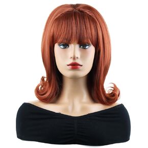 MAGQOO White Wig Women Short White Wig with Bangs Retro Bouffant Beehive Wigs 60s 70s 80s Costume Cosplay Halloween Party
