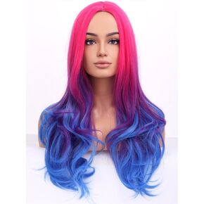 BERON White Women Wigs Long Wavy Wig for Girls White Color Middle Part Heat Resistant Synthetic Hair Wigs for Cosplay Party