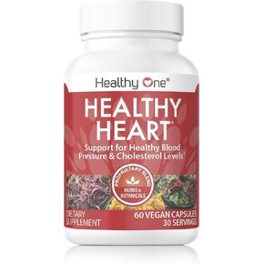 Healthy Heart - Promotes Healthy Cholesterol Circulation & Blood Pressure - Plaque - Cortisol - Arteries - LDL - HDL - CoQ10 - Hawthorne - Beet Root - Garlic - Olive Leaf - Hibiscus - 60 Count