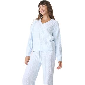 P.J. Salvage Women's Cable Crew Lounge Long Sleeve Sweater Top