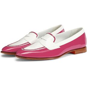 نساء براءات الاختراع على شقق loafer اثنين من نغمة جولة إصبع القدم كعب مسطح بنس بنسا متسكعون عرضة 1 بوصة الكعب منخفض اللفات أحذية أوكسفورد الراحة الأنيقة