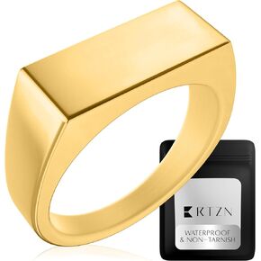 RTZN® Signet Rings للرجال-حلقات الفولاذ المقاوم للصدأ ، 100 ٪ مقاوم للماء وغير مشوهة ، حلقة خاتمة من الخاتم الذهب/الفضة للرجال (الحجم: 6-12)