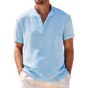 Coofandy Men's Henley Shirt Band Band Twhicle Shirt Summer Beach Hippie Shirt