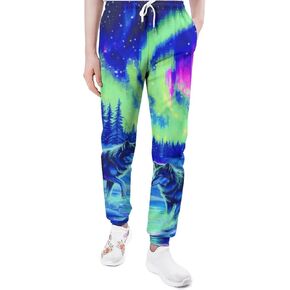 ENLACHIC Men's Casual Print Jogger Sweatpants Linen Cotton Elastic Waist Drawstring Pocket Long Pants in Saudi Arabia