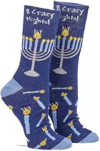 Rite Lite Chanukah Socks, Adult Crew, "Ugly Sweater", Carded in Saudi Arabia