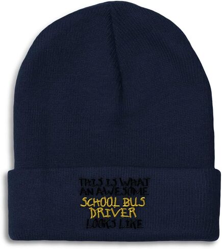 Custom Beanies for Men Bus School Driver Awesome Embroidery Winter Hats for Women Acrylic Skull Cap 1 Size in Saudi Arabia