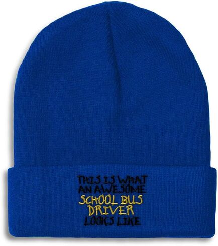 Custom Beanies for Men Bus School Driver Awesome Embroidery Winter Hats for Women Acrylic Skull Cap 1 Size in Saudi Arabia