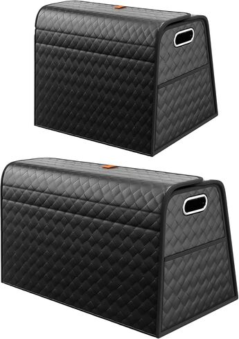 Aiuwo Foldable Leather Trunk Organizer for Car, SUV, Truck, MPV, Multi-Compartment Storage Box for Shopping, Camping, Picnic, Home, Garage box (Black, Large) in Saudi Arabia