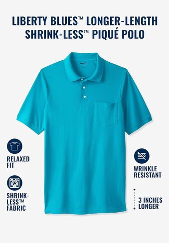 Liberty Blues Men's Big & Tall ™ Longer-Length Piqué Polo, Solids & Stripes in Saudi Arabia