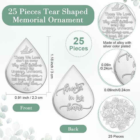 Ctosree 100 Sets Mini Tear Shaped Memorial Ornament Includes Tear Drop Shaped Ornament Memorial Pocket Token Funeral Prayer Cards and Organza Bags for Funeral Sympathy Gifts in Saudi Arabia