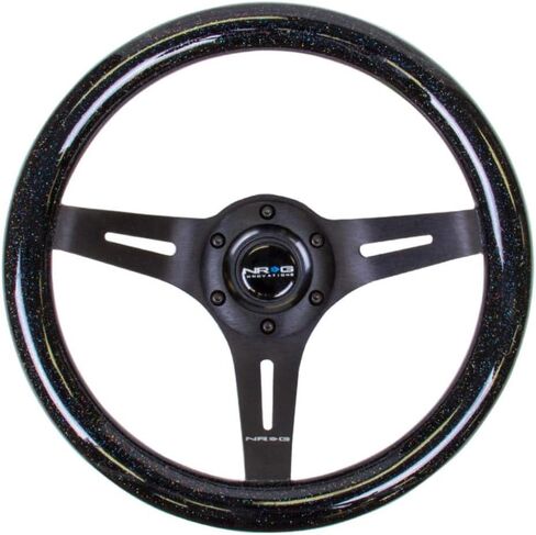 NRG Innovations NRG-ST-310BK-BK Steering Wheel - 310mm, Classic Black Wood Grain Wheel, 3 Spoke Center in Black Chrome in Saudi Arabia