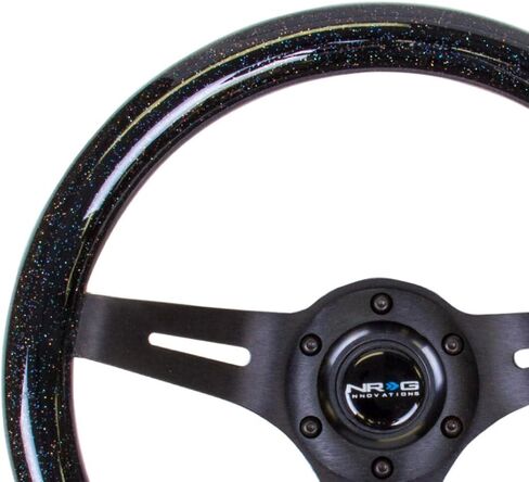 NRG Innovations NRG-ST-310BK-BK Steering Wheel - 310mm, Classic Black Wood Grain Wheel, 3 Spoke Center in Black Chrome in Saudi Arabia