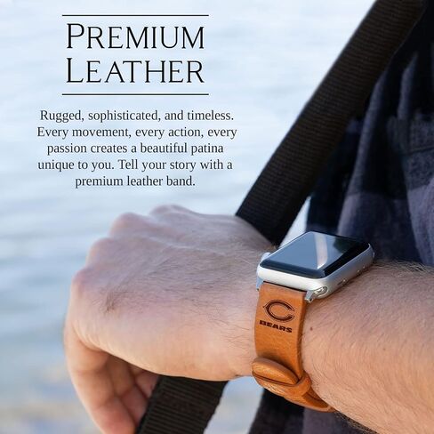GAME TIME Chicago Bears Premium Leather Watch Band Compatible with Apple Watch in Saudi Arabia