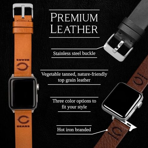 GAME TIME Chicago Bears Premium Leather Watch Band Compatible with Apple Watch in Saudi Arabia