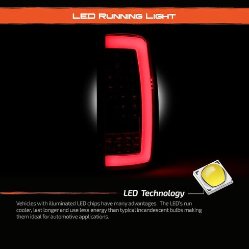 AKKON - Fits 2000-2006 Chevy Tahoe Suburban GMC Yukon XL 1500/2500 [C-Tube] Parking LED Reverse Black Tail Light Brake Lamp Pair in Saudi Arabia