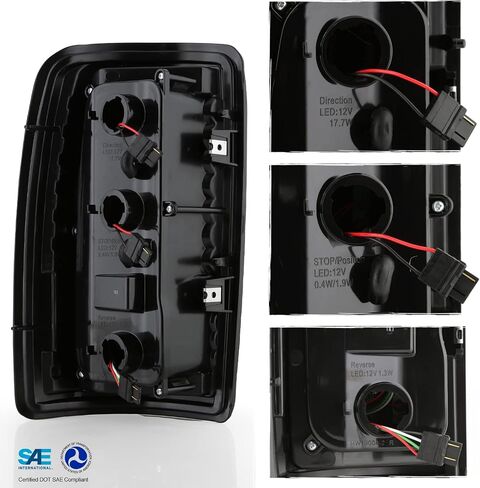 AKKON - Fits 2000-2006 Chevy Tahoe Suburban GMC Yukon XL 1500/2500 [C-Tube] Parking LED Reverse Black Tail Light Brake Lamp Pair in Saudi Arabia