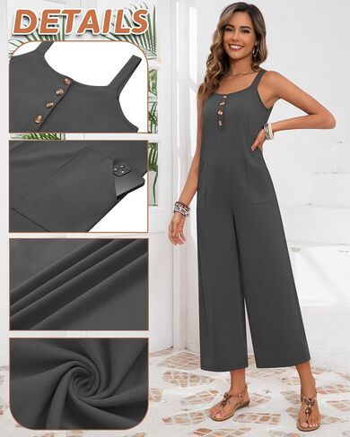 Neer Women's Belesuits Cotton Sails Slicfeless Slistraps Armual Wide Leg Rompers Lequers with Mobicts in Saudi Arabia