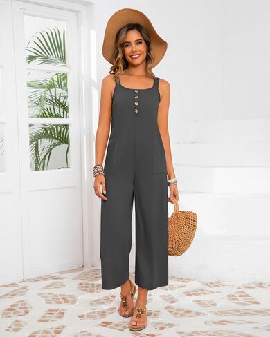 Neer Women's Belesuits Cotton Sails Slicfeless Slistraps Armual Wide Leg Rompers Lequers with Mobicts in Saudi Arabia