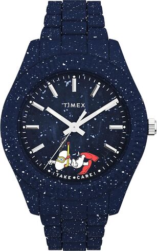 Timex Men's Waterbury Ocean x Peanuts 41mm Watch - Blue Bracelet Blue Dial Blue Case in Kuwait