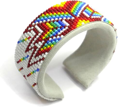 Handmade Beaded leather Cuff bracelet, Bohemian bracelet, women's bracelet, native bracelet, bangle, western, aztec bracelet,Adjustable in Kuwait