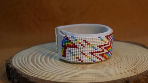 Handmade Beaded leather Cuff bracelet, Bohemian bracelet, women's bracelet, native bracelet, bangle, western, aztec bracelet,Adjustable in Kuwait