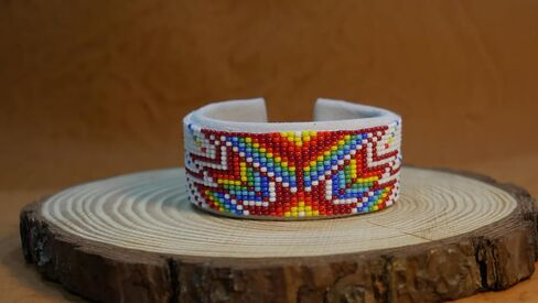 Handmade Beaded leather Cuff bracelet, Bohemian bracelet, women's bracelet, native bracelet, bangle, western, aztec bracelet,Adjustable in Kuwait