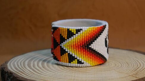 Handmade Beaded leather Cuff bracelet, Bohemian bracelet, women's bracelet, native bracelet, bangle, western, aztec bracelet,Adjustable in Kuwait