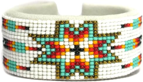 Handmade Beaded leather Cuff bracelet, Bohemian bracelet, women's bracelet, native bracelet, bangle, western, aztec bracelet,Adjustable in Kuwait