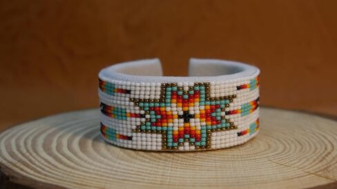 Handmade Beaded leather Cuff bracelet, Bohemian bracelet, women's bracelet, native bracelet, bangle, western, aztec bracelet,Adjustable in Kuwait