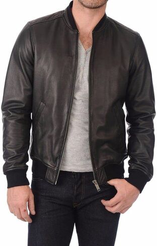 Men’s Causal Slim Fit Lightweight Autumn Winter Real Sheepskin Bomber Biker Leather Jacket in Saudi Arabia