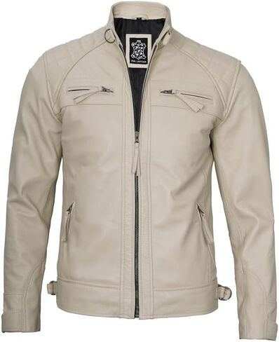 Blingsoul Motorcycle Leather Jacket Men - Quilted Cafe Racer Leather Jackets For Men in Kuwait