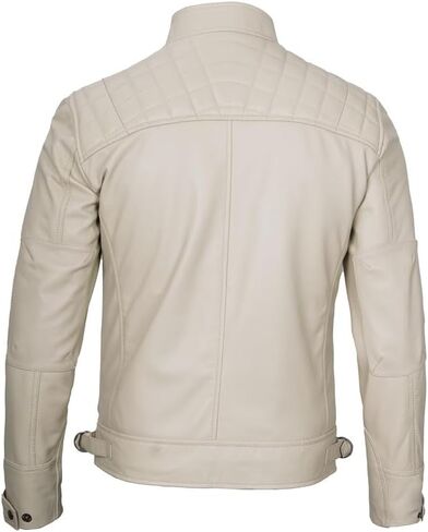 Blingsoul Motorcycle Leather Jacket Men - Quilted Cafe Racer Leather Jackets For Men in Kuwait