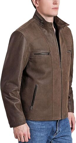 BGSD Men Ethan Distressed Brown Leather Motorcycle Jacket in Saudi Arabia