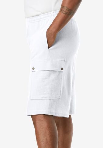 KingSize KS Island Men's Big & Tall Full Elastic Waist Gauze Cargo Shorts in Kuwait