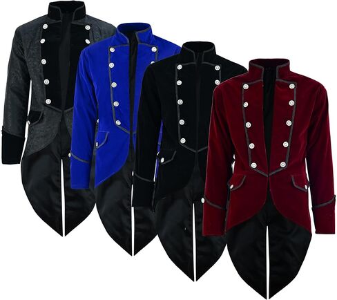 Prime Quality Mens Steampunk EMO Tailcoat Jacket Velvet Gothic VTG Victorian /Tail Coat/USA Sizes in Kuwait