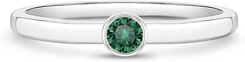 925 Sterling Silver Simulated Birthstone Cubic Zirconia Bezel Ring For Baby Girls through Pre-Teens Sizes 2,3,4 & 5 - Gorgeous Baby Rings For Everyday Wear - Month Birthday Gifts for Little Girls in Saudi Arabia