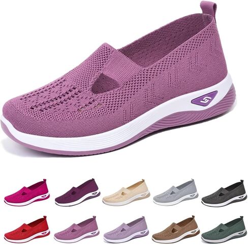 Orthopedic Walking Shoes for Women,2025 New Orthowalkway Womens Shoes,Woven Orthopedic Breathable Walking Sneaker Non-Slip Arch Support Slip on Shoes in Saudi Arabia