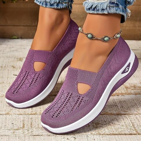 Orthopedic Walking Shoes for Women,2025 New Orthowalkway Womens Shoes,Woven Orthopedic Breathable Walking Sneaker Non-Slip Arch Support Slip on Shoes in Saudi Arabia