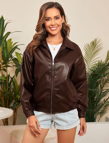 CYCLAMEN 2024 Fall Womens Faux Leather Jacket Blazer Motorcycle Coats Winter Outfits Clothes in Saudi Arabia