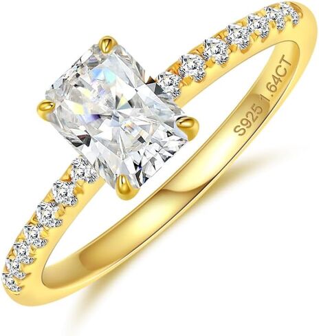 2ct Radiant Cut Moissanite Rings for Women - D Color VVS1 Clarity Lab Created Moissanite Wedding Rings for Women 14K White Gold Plated Moissanite Engagement Ring Valentines Day Gifts for Her in Saudi Arabia