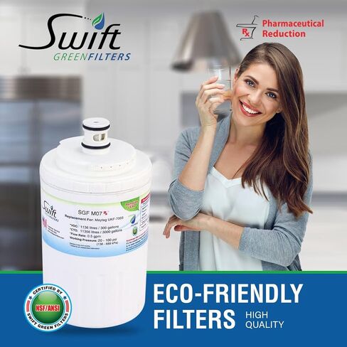 Swift Green Filters SGF-M07 Rx Compatible for UKF7003,UKF7001,EDR7D1,Filter 7 Pharmaceuticals Refrigerator water Filter (1 Pack),Made in USA " in Kuwait
