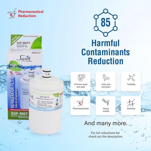 Swift Green Filters SGF-M07 Rx Compatible for UKF7003,UKF7001,EDR7D1,Filter 7 Pharmaceuticals Refrigerator water Filter (1 Pack),Made in USA " in Kuwait
