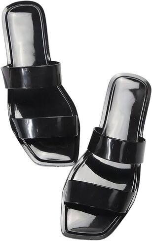 xsby Women's Clear Sandals Transparent Flat Sandals Dressy Summer Open Toe Beach Sandals in Kuwait