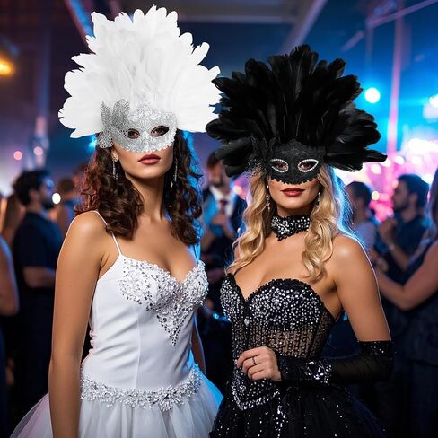 قناع رأس ريشة UQJE VENETIAN للنساء قناع رينستون رينست رينج ريش in Saudi Arabia