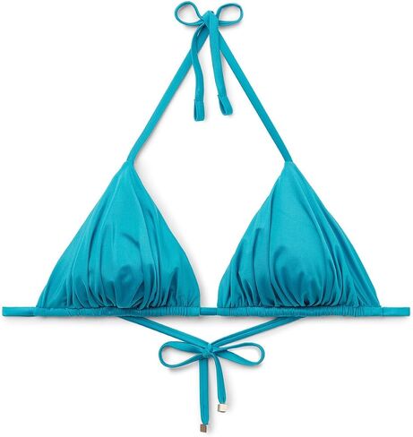 Woman's Removable Padding Triangle Swimsuit Top Shiny Satin in Kuwait