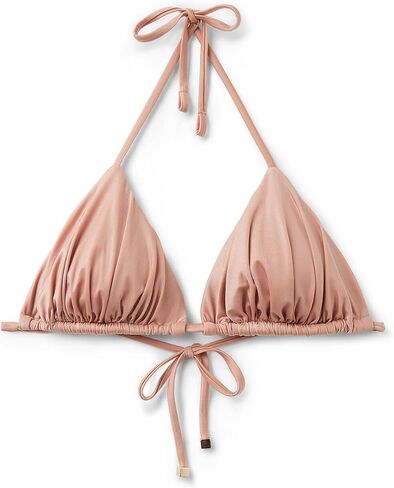Woman's Removable Padding Triangle Swimsuit Top Shiny Satin in Kuwait