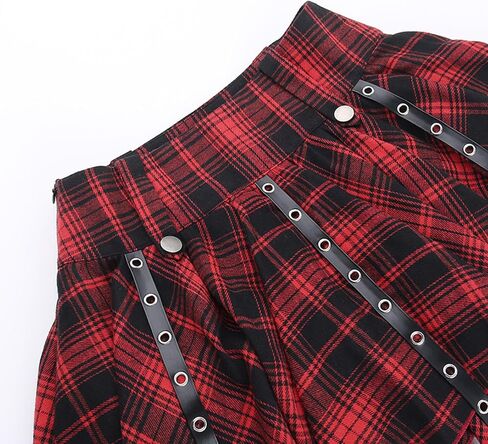Pleated Skirts for Women Plaid Skirt Punk Goth Y2k Emo Skirt High Waisted A-line Flare Mini Skirts in Kuwait