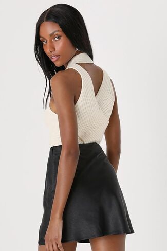 ALCEA ROSEA Women's Satin Silky Mini Skirt High Waist A-Line Short Skirts Solid Slit Front Skirts for Women 7802 in Saudi Arabia