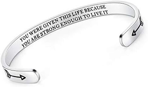 Enni of York Inspirational Cuff Bracelet Bangle Keep Going Motivational Mantra Quote Stainless Steel Engraved Best Friend Sister Gift for Women Teen Girls with Hidden Message in Kuwait