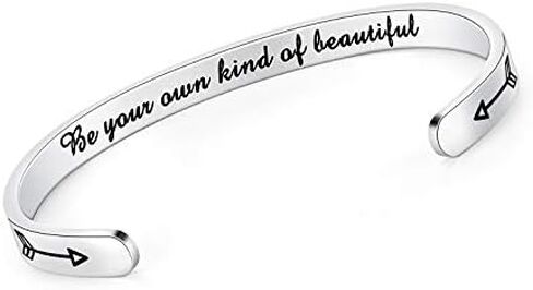 Enni of York Inspirational Cuff Bracelet Bangle Keep Going Motivational Mantra Quote Stainless Steel Engraved Best Friend Sister Gift for Women Teen Girls with Hidden Message in Kuwait